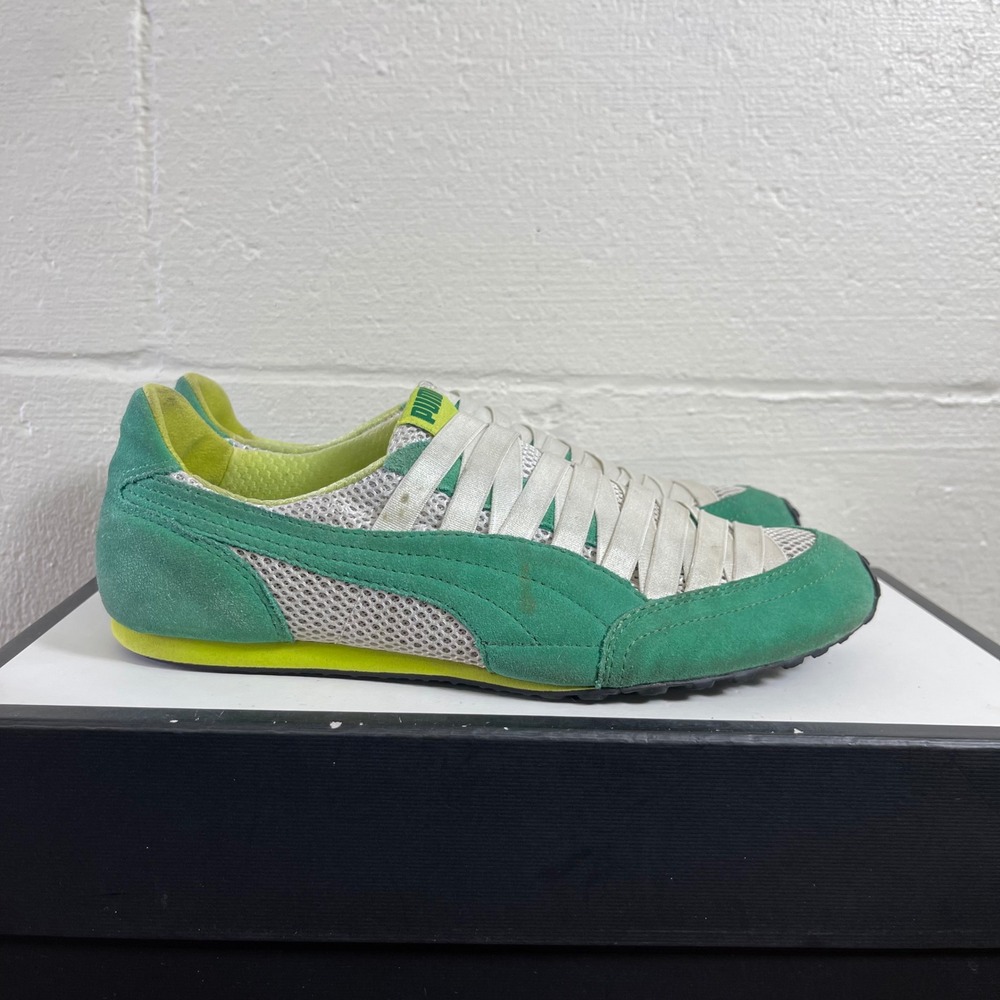 Puma Imani Mesh Green Suede Low Top Sneakers Lace up Women's Size 9 US/6.5 UK
